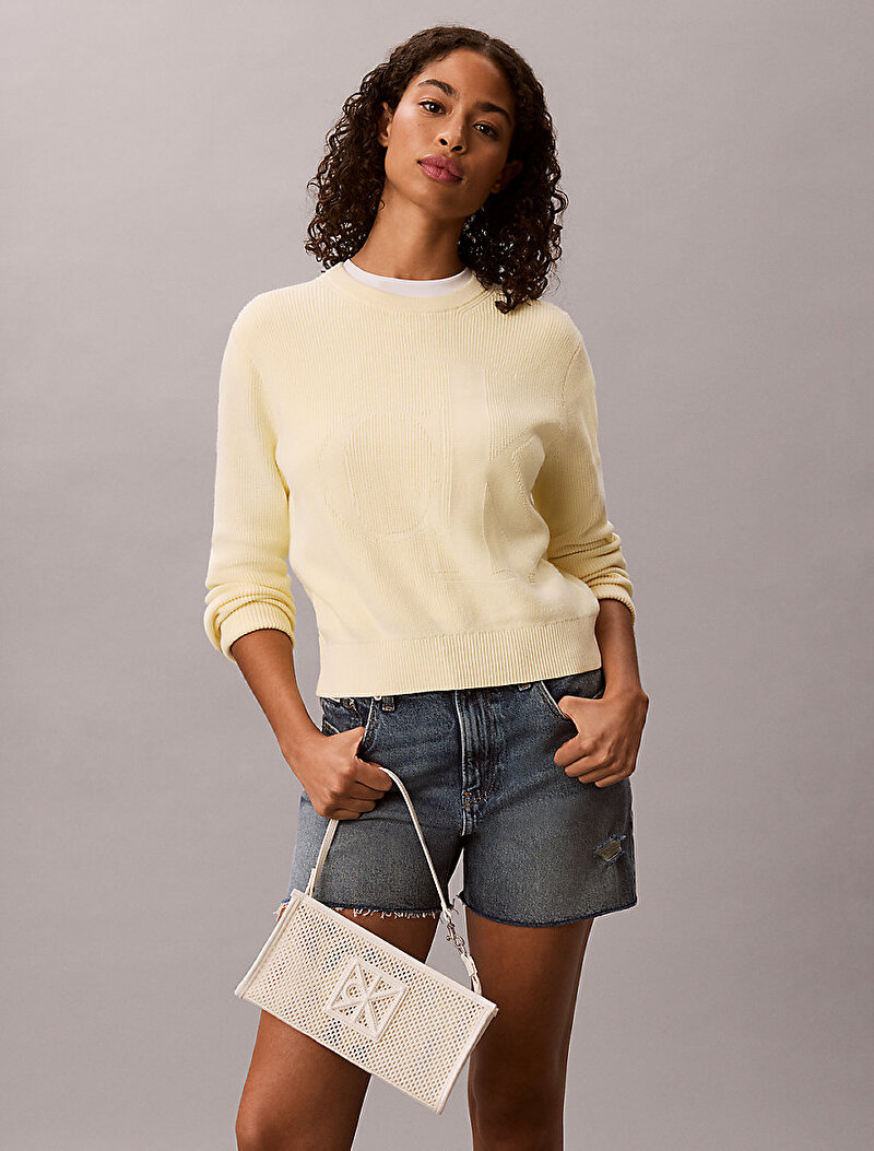 Calvin Klein Beyaz Renkli Kadın Emblem Mesh Convertible Çanta