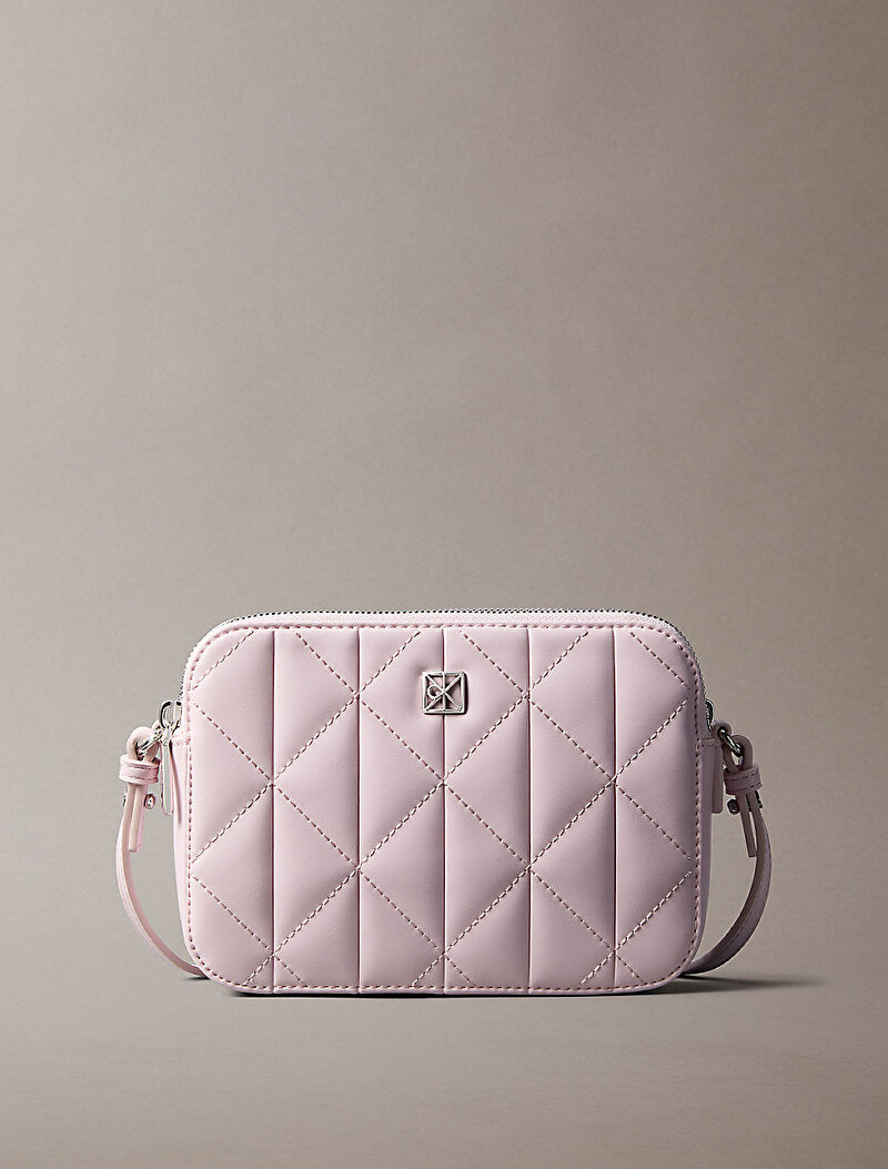 Calvin Klein Pembe Renkli Kadın Quilted Double Zip Çapraz Çanta