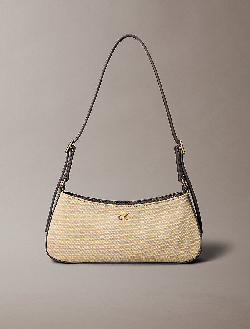 Calvin Klein Bej Renkli Kadın Ck Canvas Small Omuz Çantası