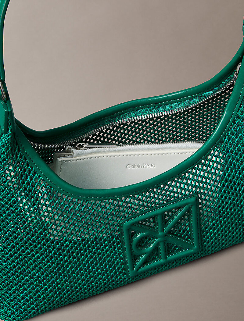 Calvin Klein Yeşil Renkli Kadın Emblem Mesh Omuz Çantası