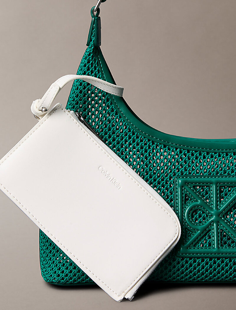 Calvin Klein Yeşil Renkli Kadın Emblem Mesh Omuz Çantası