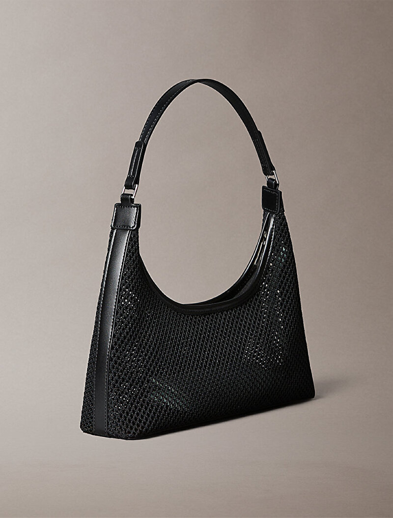 Calvin Klein Siyah Renkli Kadın Emblem Mesh Omuz Çantası