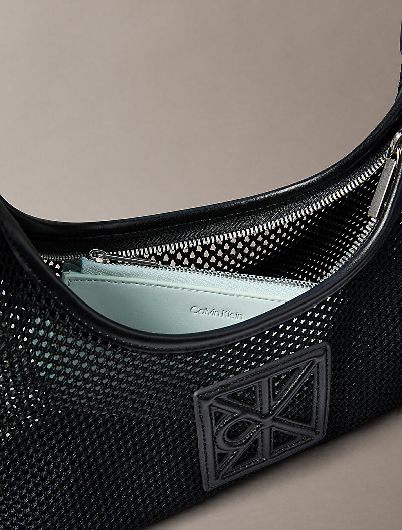 Calvin Klein Siyah Renkli Kadın Emblem Mesh Omuz Çantası