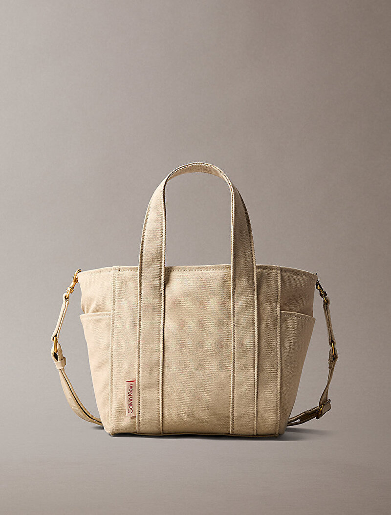 Kadın Webbing Strap Canvas Tote Çanta