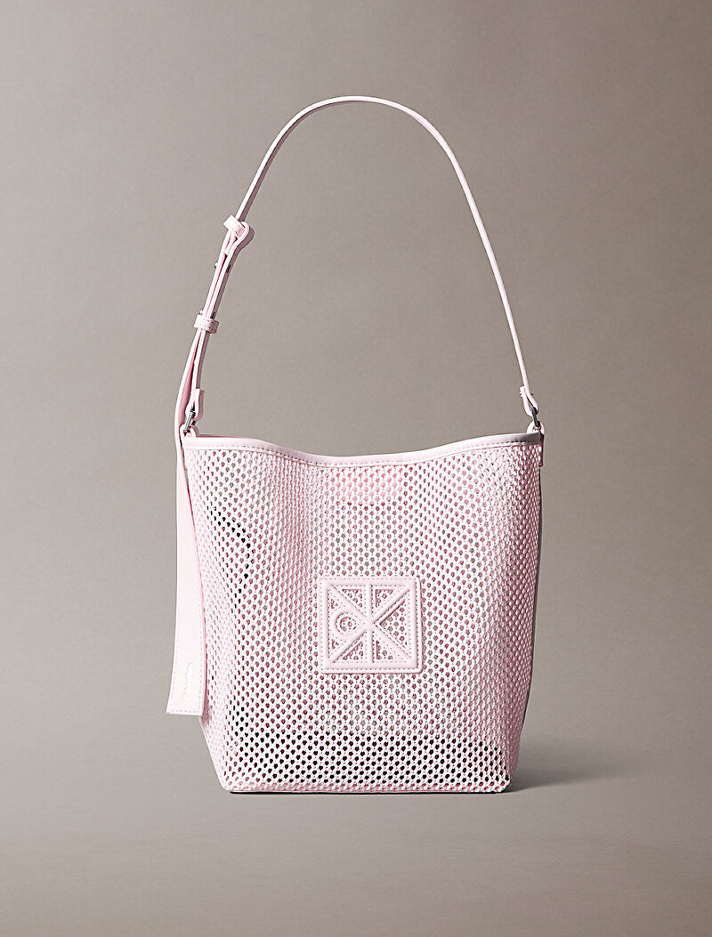 Calvin Klein Pembe Renkli Kadın Emblem Mesh Bucket Çanta