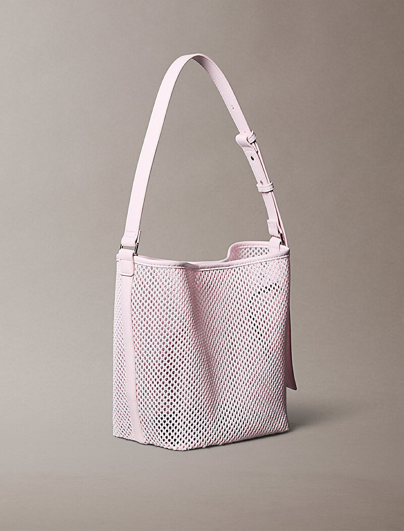 Calvin Klein Pembe Renkli Kadın Emblem Mesh Bucket Çanta