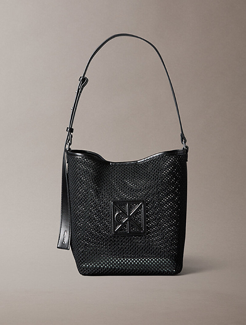 Calvin Klein Siyah Renkli Kadın Emblem Mesh Bucket Çanta