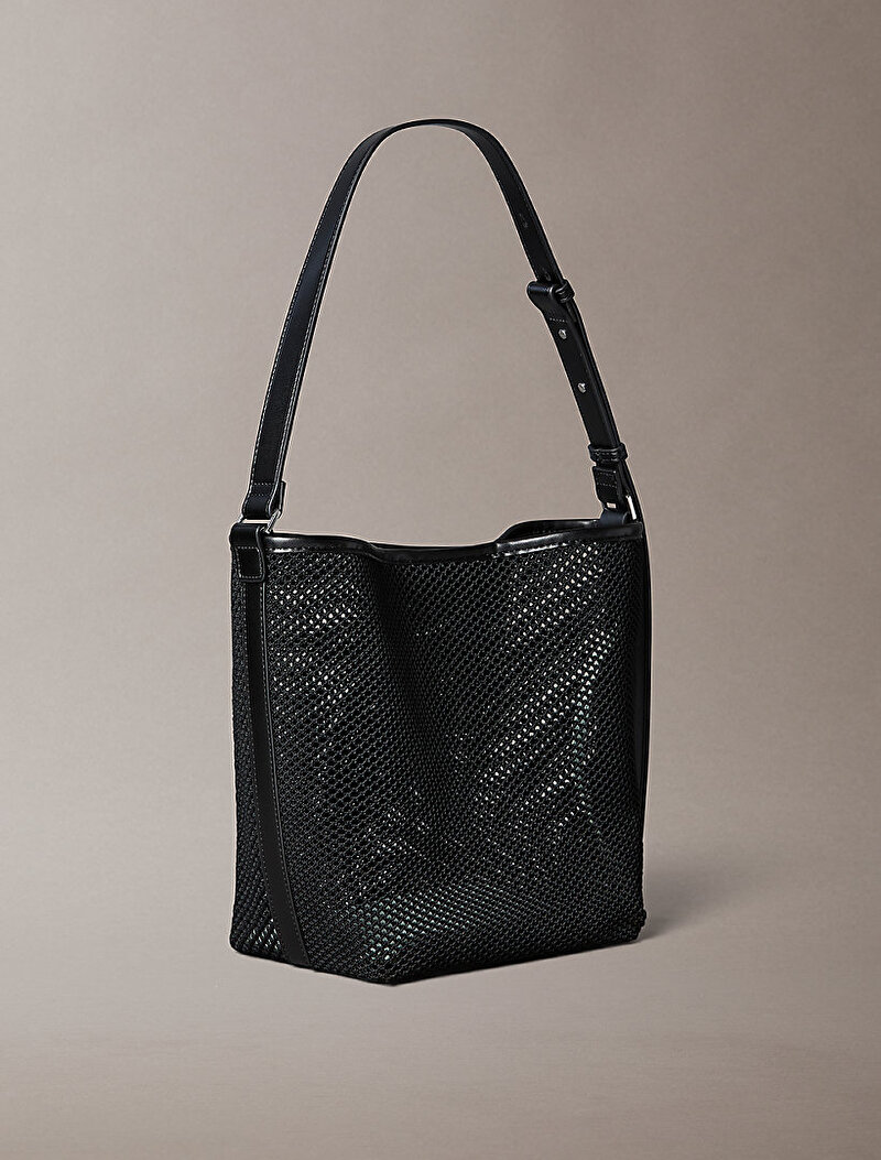 Calvin Klein Siyah Renkli Kadın Emblem Mesh Bucket Çanta