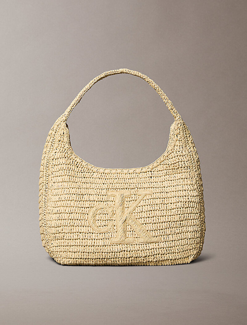 Calvin Klein Bej Renkli Kadın Bold Ck Raffia Omuz Çantası