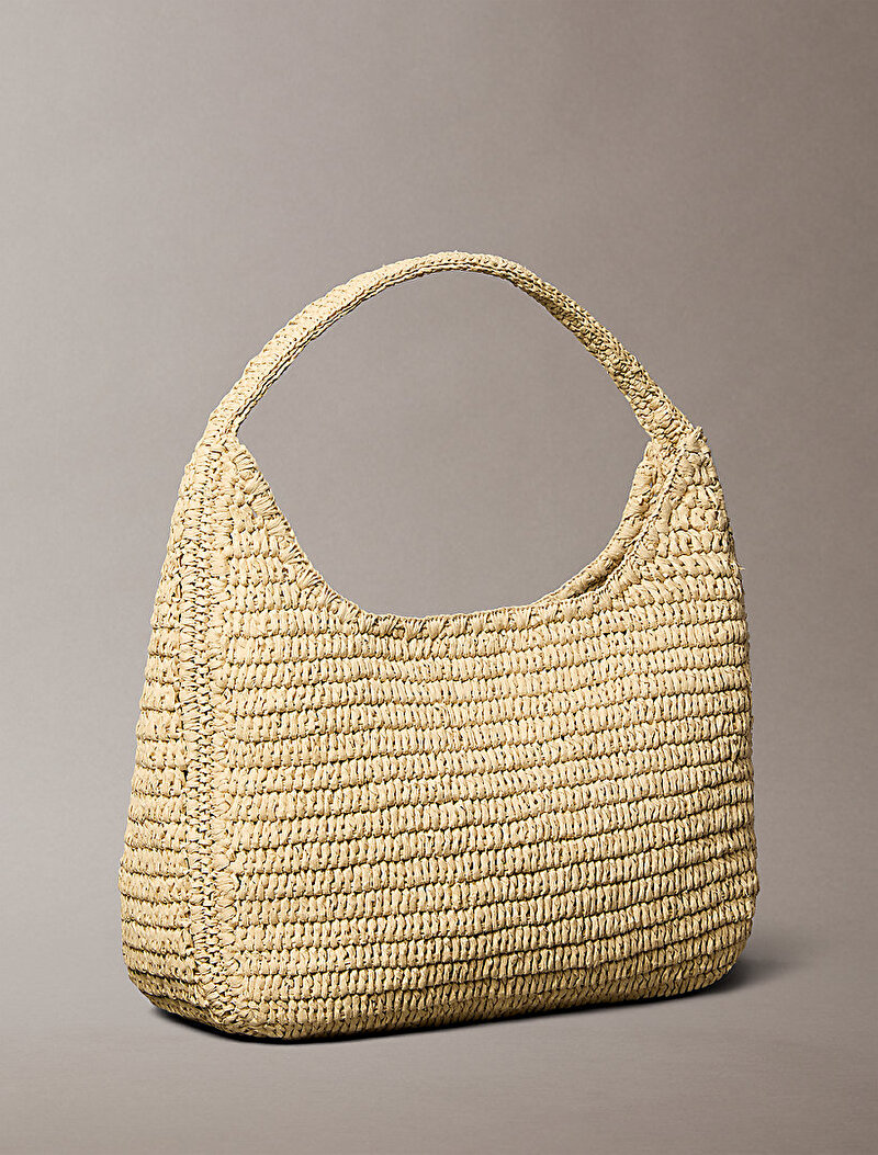 Calvin Klein Bej Renkli Kadın Bold Ck Raffia Omuz Çantası