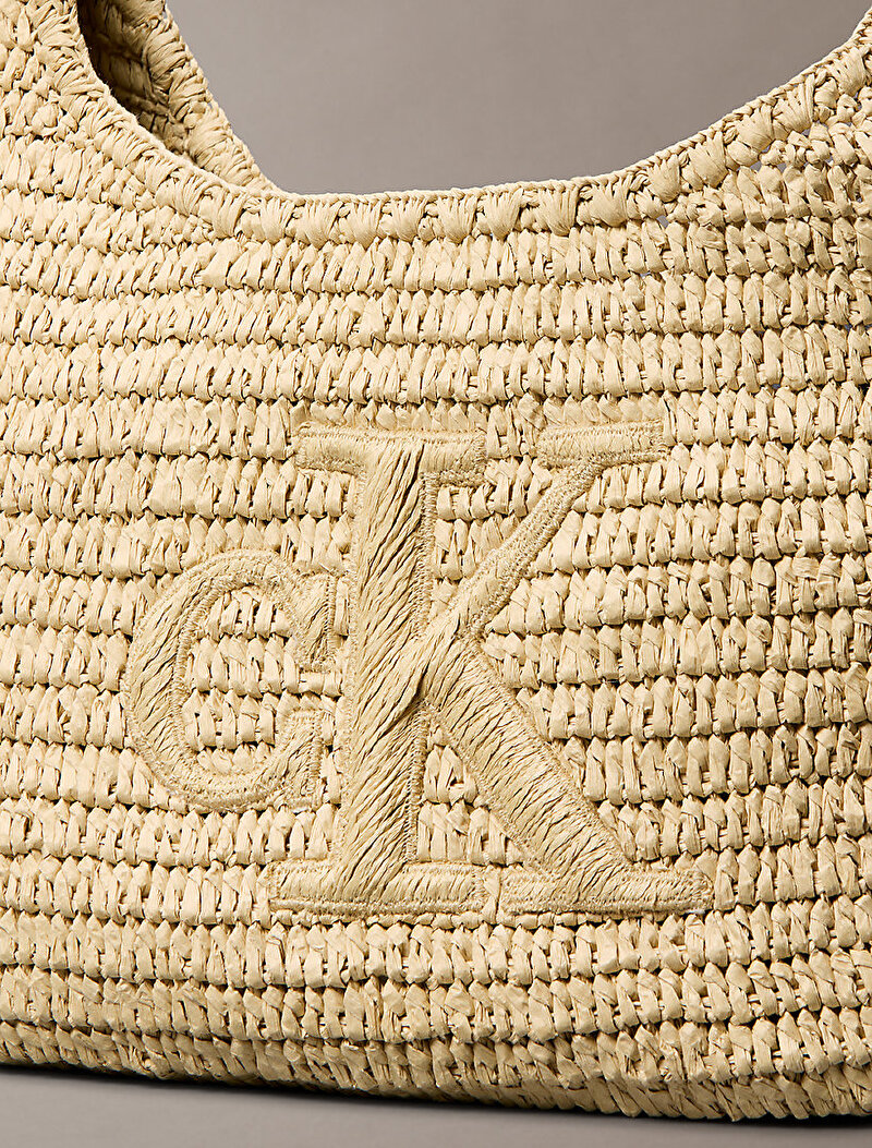 Calvin Klein Bej Renkli Kadın Bold Ck Raffia Omuz Çantası