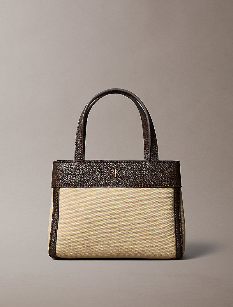 Calvin Klein Bej Renkli Kadın Ck Canvas Mini Tote Çanta