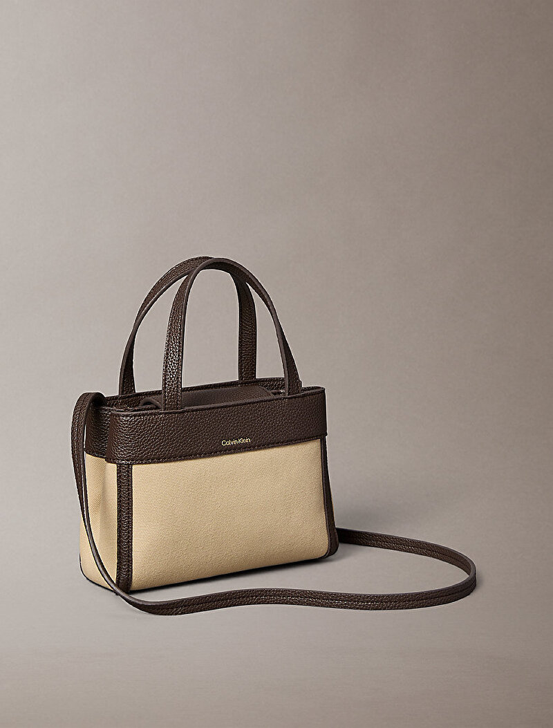 Calvin Klein Bej Renkli Kadın Ck Canvas Mini Tote Çanta