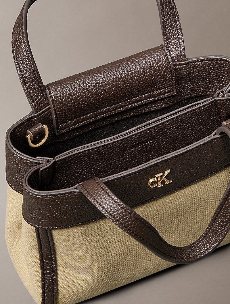 Calvin Klein Bej Renkli Kadın Ck Canvas Mini Tote Çanta