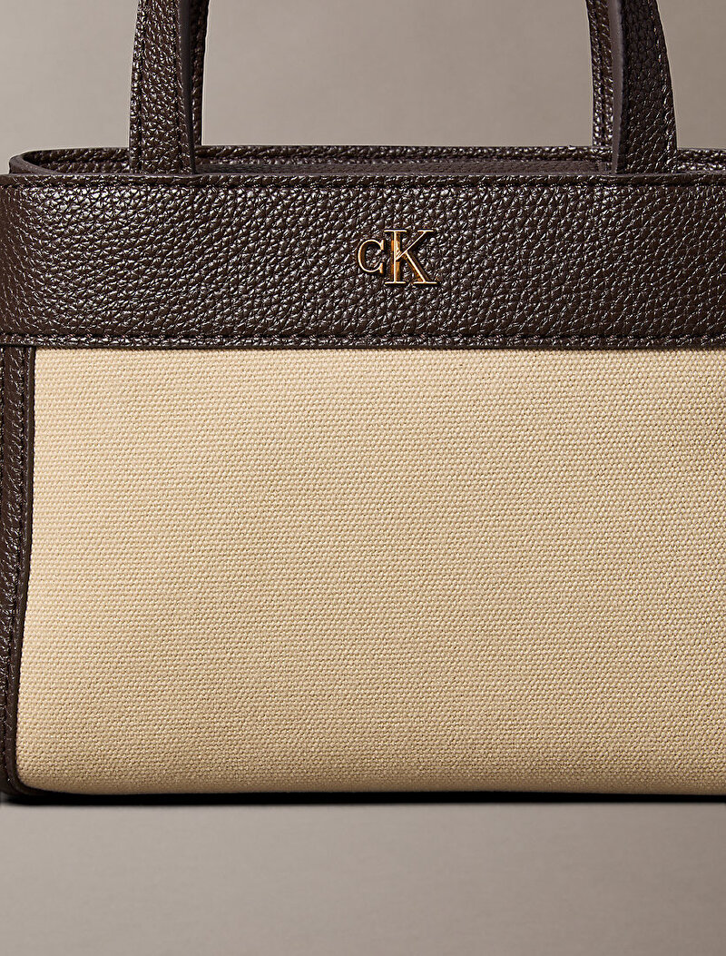 Calvin Klein Bej Renkli Kadın Ck Canvas Mini Tote Çanta