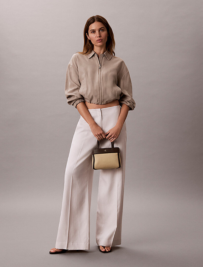 Calvin Klein Bej Renkli Kadın Ck Canvas Mini Tote Çanta
