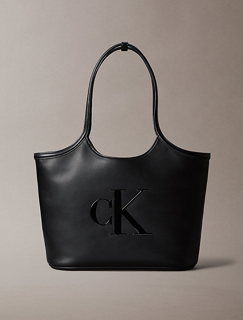 Calvin Klein Siyah Renkli Kadın Bold Ck Shopper Tote Çanta