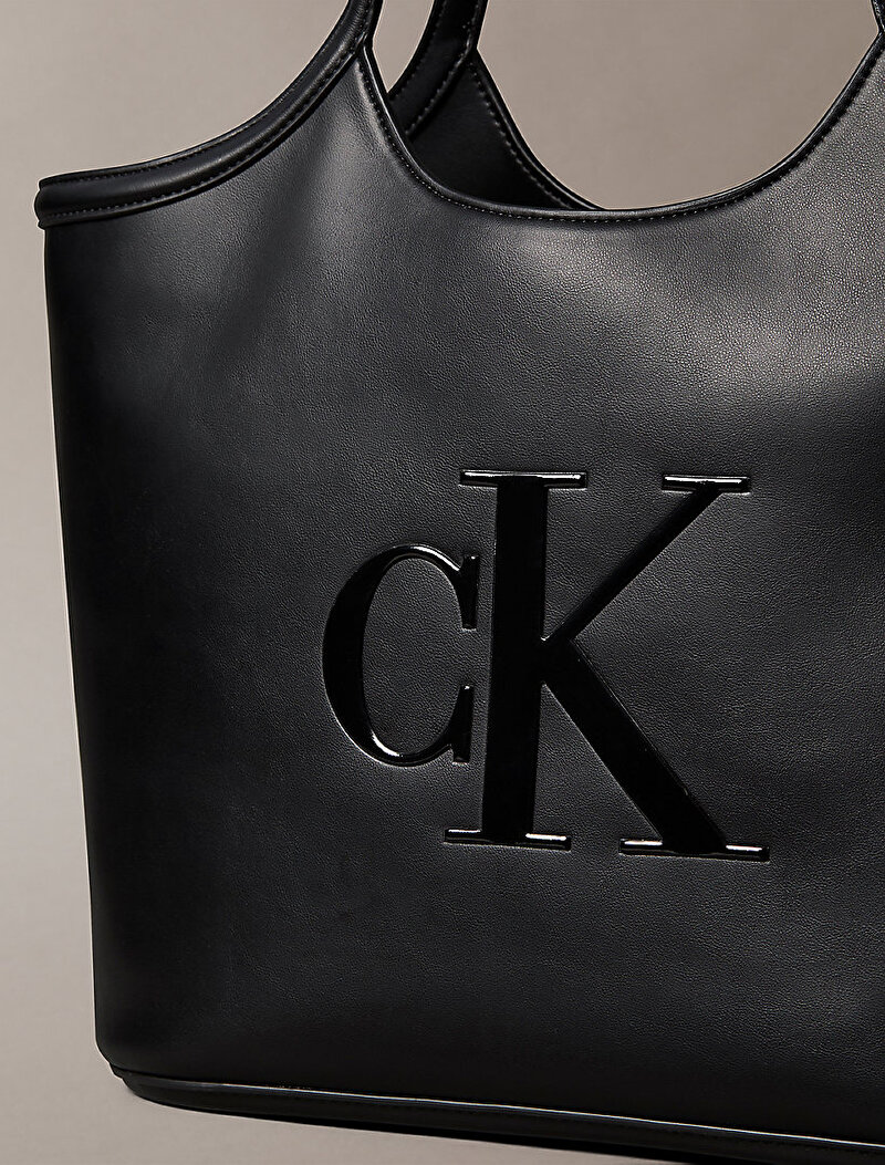 Calvin Klein Siyah Renkli Kadın Bold Ck Shopper Tote Çanta