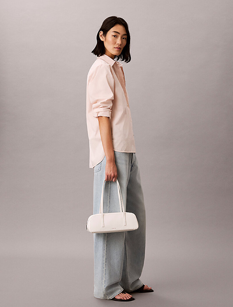 Calvin Klein Beyaz Renkli Kadın Foil Logo Glossy Omuz Çantası