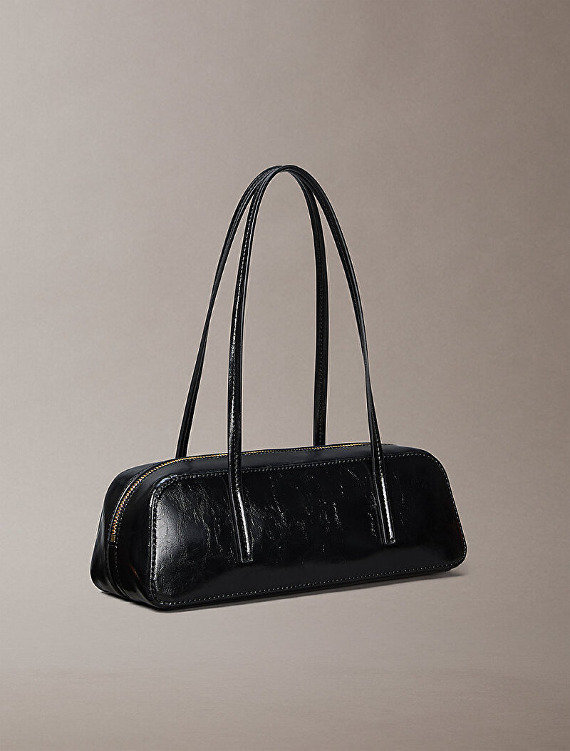 Calvin Klein Siyah Renkli Kadın Foil Logo Glossy Omuz Çantası