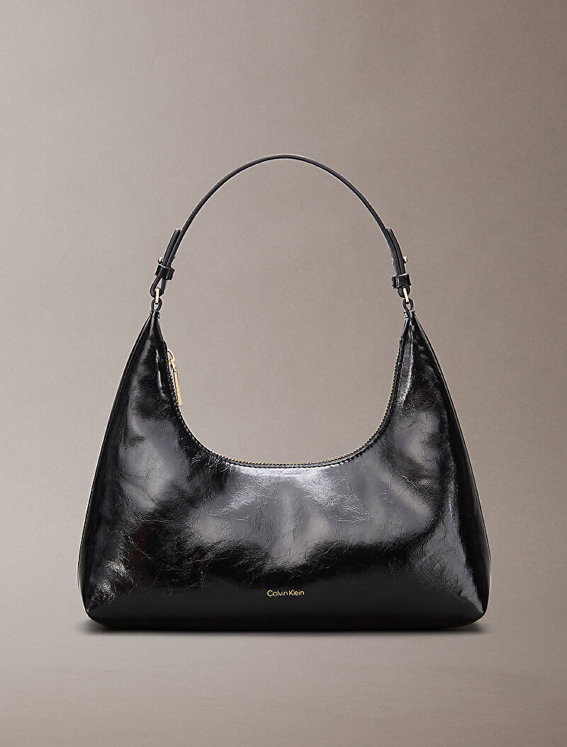Calvin Klein Siyah Renkli Kadın Foil Logo Glossy Omuz Çantası