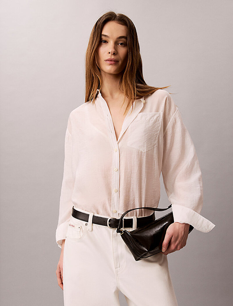 Calvin Klein Siyah Renkli Kadın Foil Logo Glossy Omuz Çantası