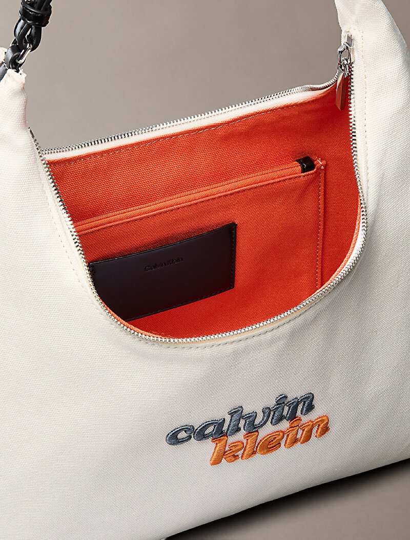 Calvin Klein Bej Renkli Kadın Graphic Canvas Medium Omuz Çantası