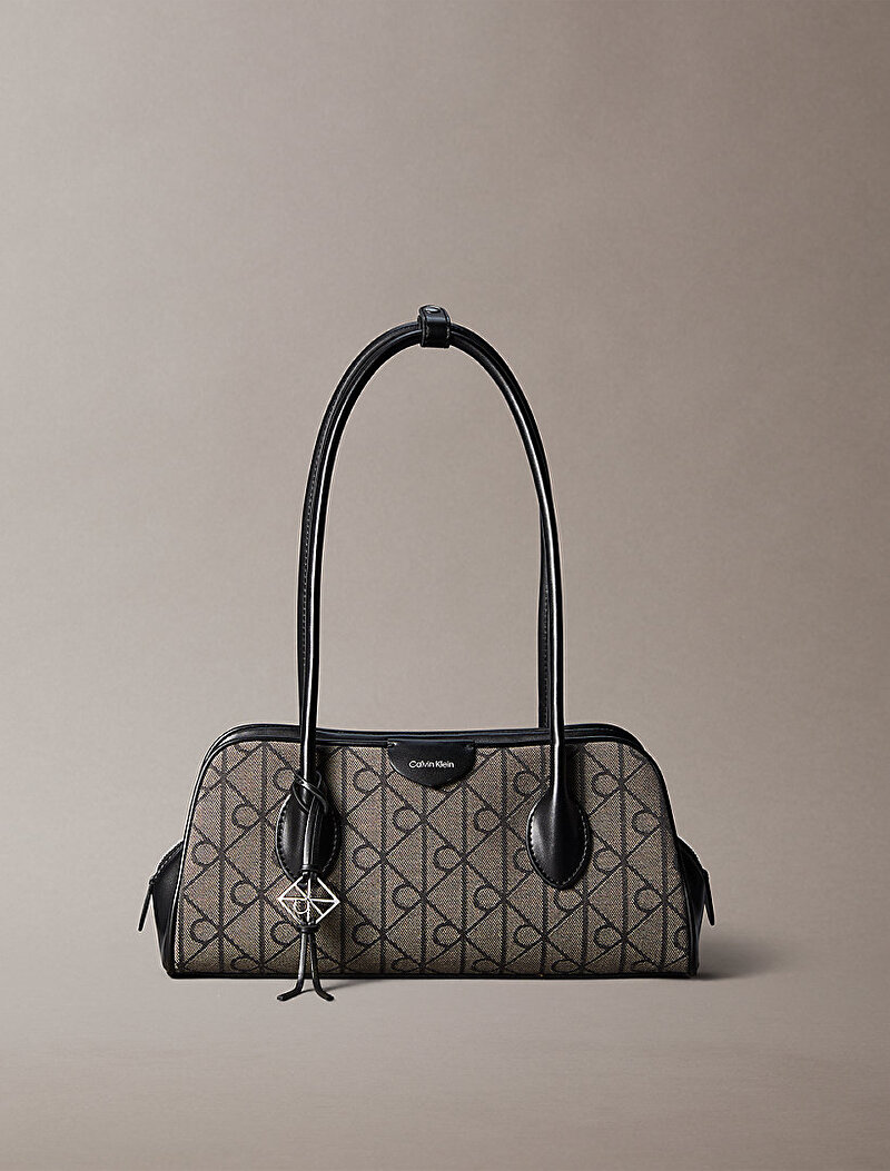 Calvin Klein Siyah Renkli Kadın Emblem Trio Jacquard Omuz Çantası