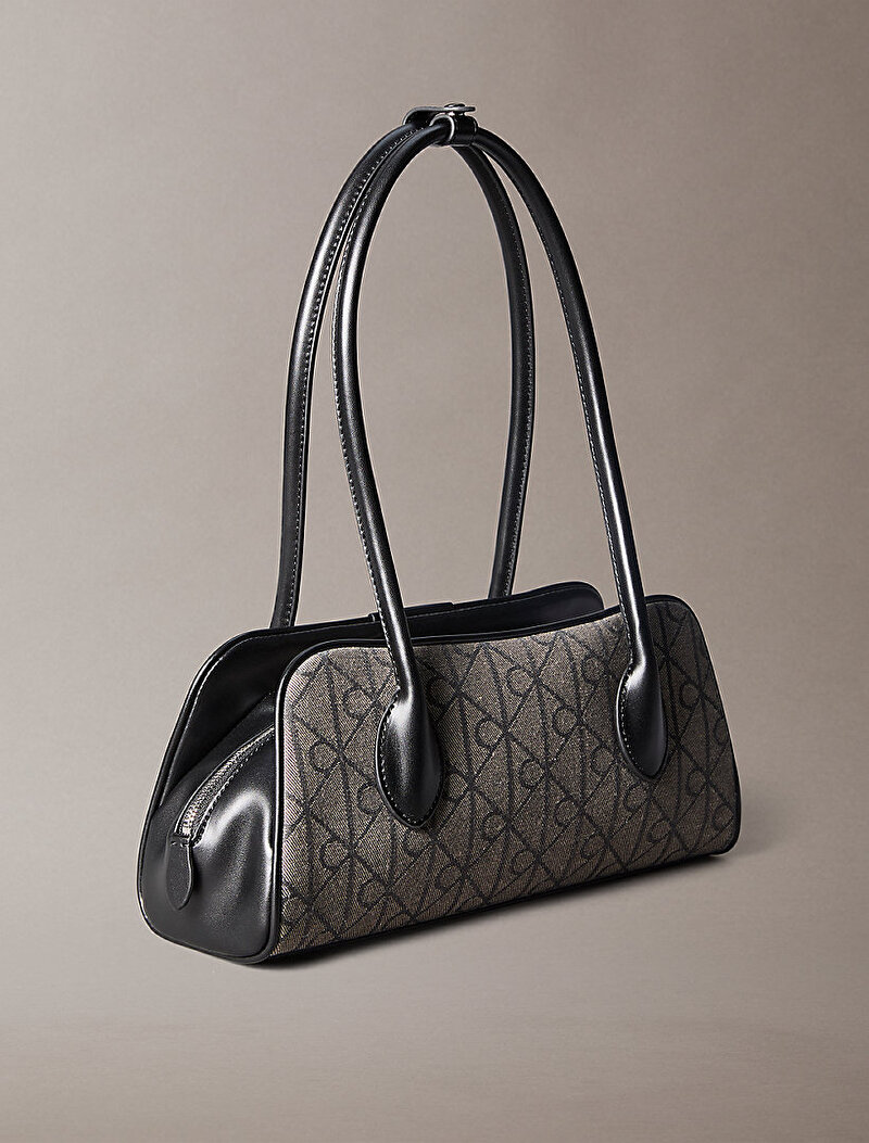 Calvin Klein Siyah Renkli Kadın Emblem Trio Jacquard Omuz Çantası