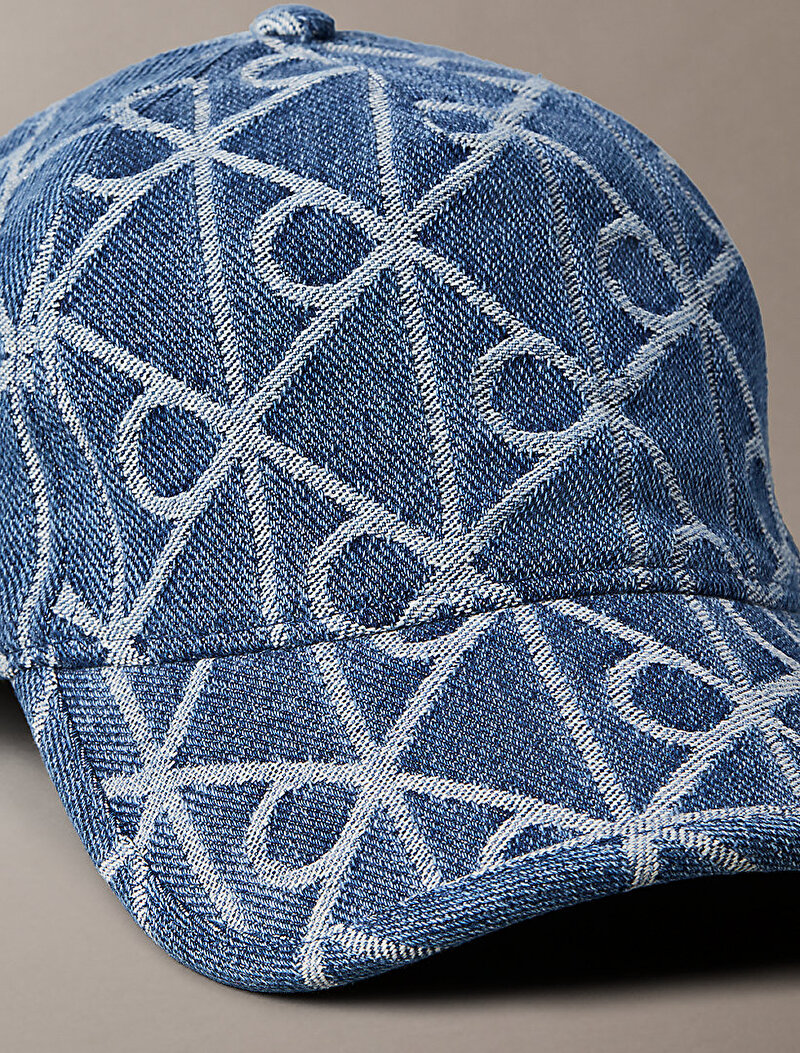 Calvin Klein Mavi Renkli Kadın Jacquard Denim Şapka