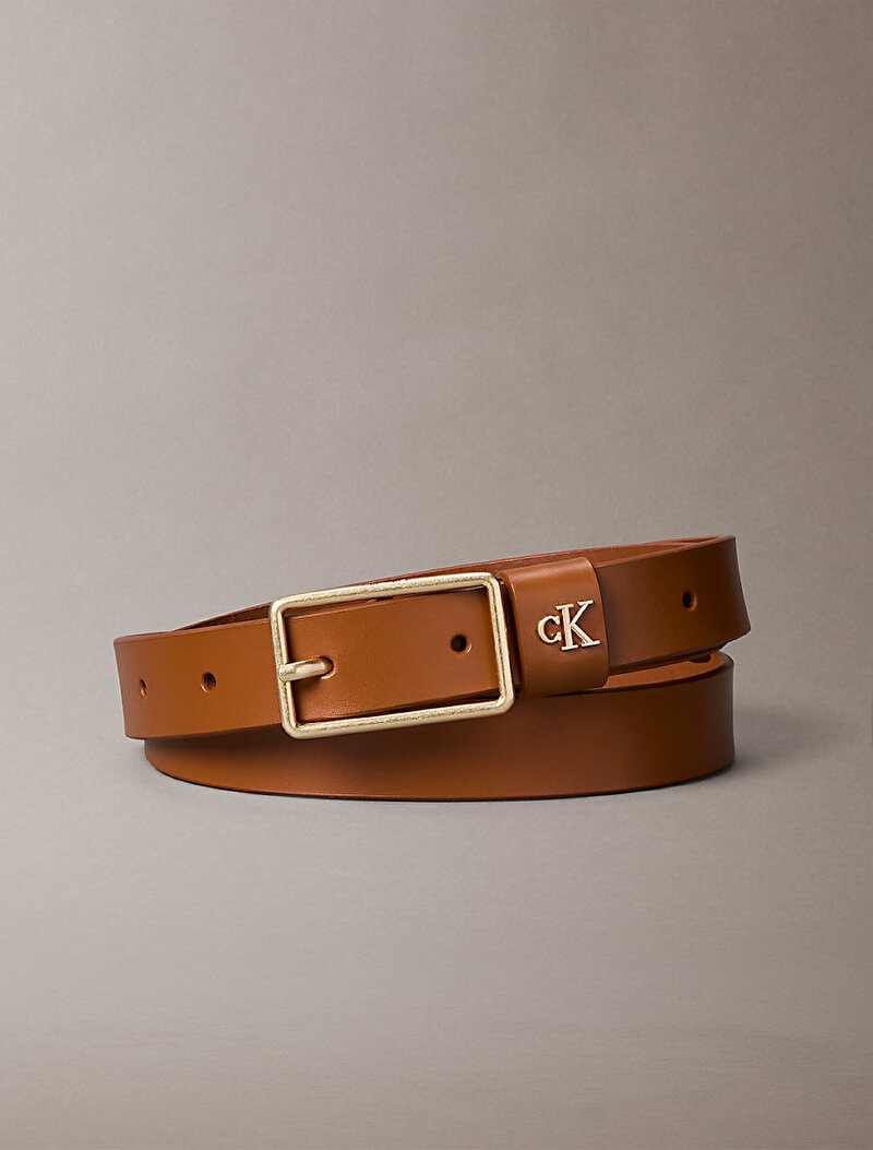 Calvin Klein Kahverengi Renkli Kadın Square Buckle CK Kemer