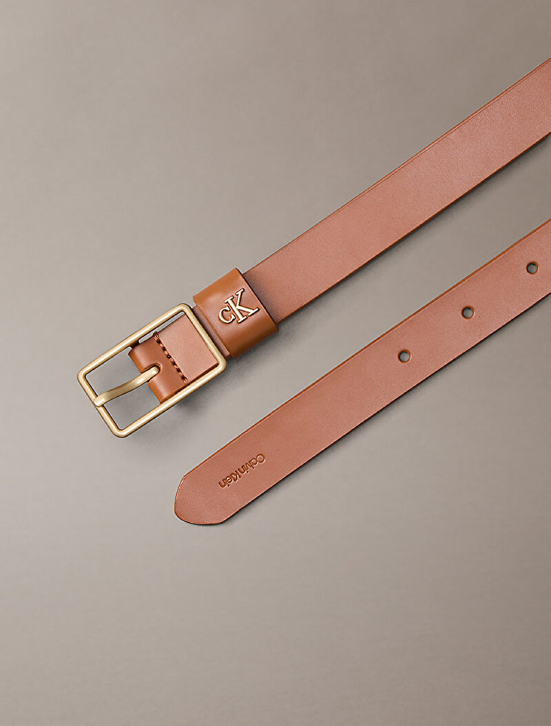 Calvin Klein Kahverengi Renkli Kadın Square Buckle CK Kemer