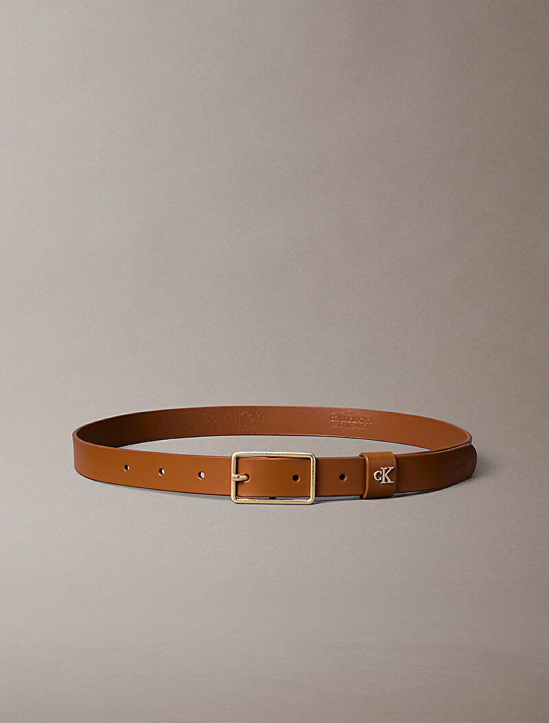Calvin Klein Kahverengi Renkli Kadın Square Buckle CK Kemer