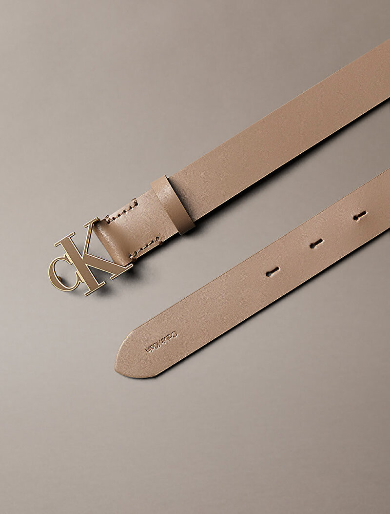 Calvin Klein Bej Renkli Kadın Round Ck Buckle 30mm Kemer