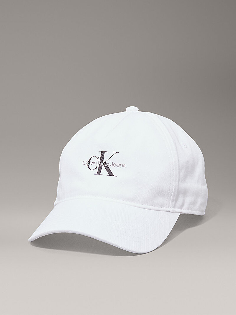 Calvin Klein Beyaz Renkli Erkek Monologo Printed Şapka