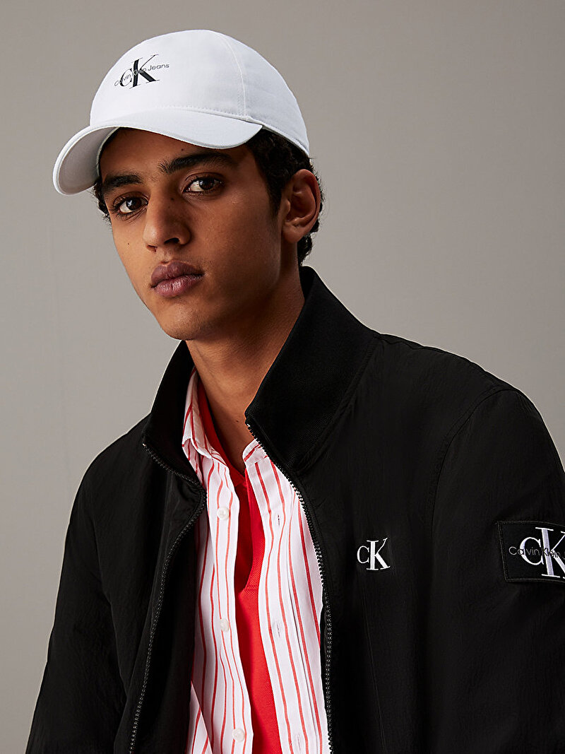 Calvin Klein Beyaz Renkli Erkek Monologo Printed Şapka