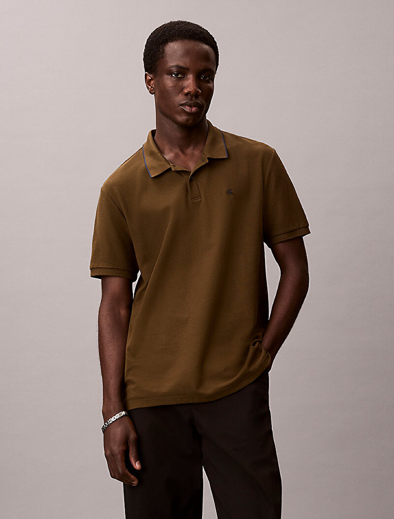 Calvin Klein Yeşil Renkli Erkek Refined Pique Polo T-shirt