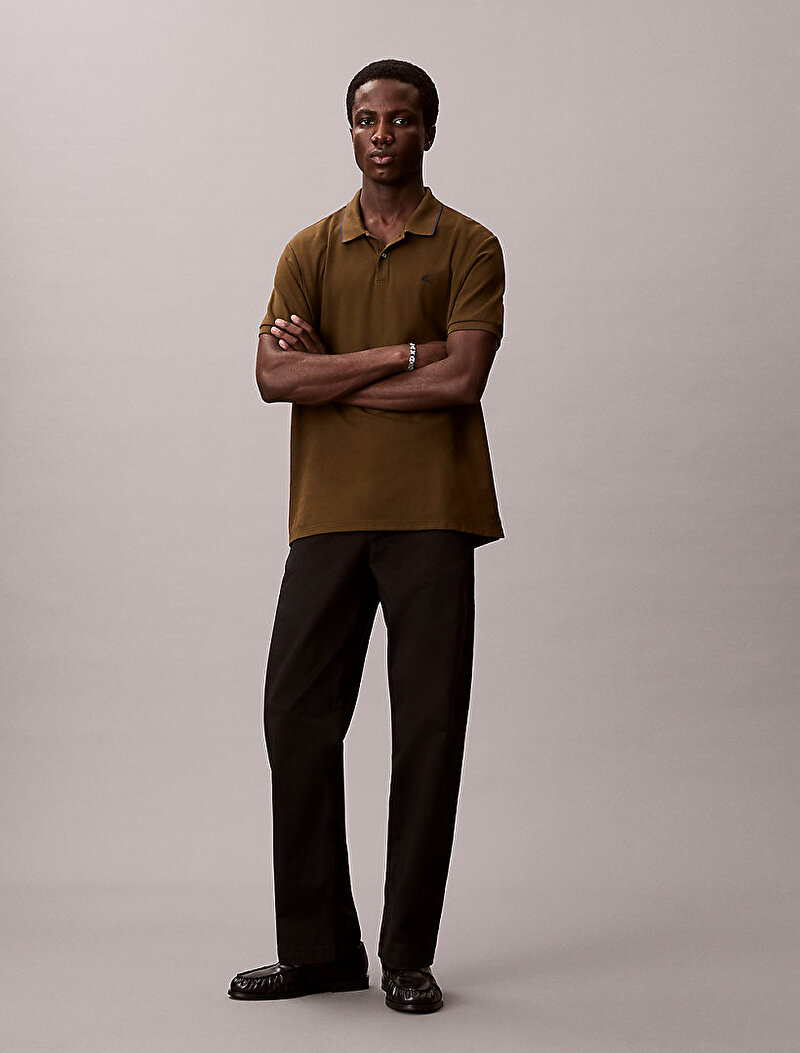 Calvin Klein Yeşil Renkli Erkek Refined Pique Polo T-shirt