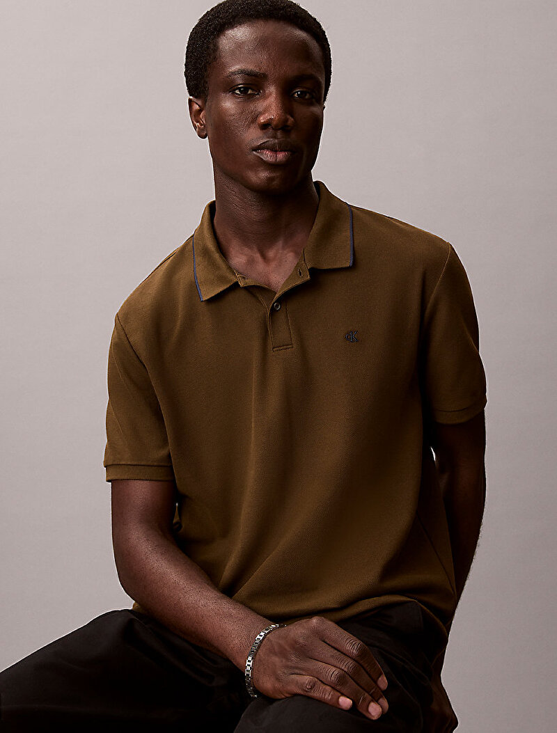 Calvin Klein Yeşil Renkli Erkek Refined Pique Polo T-shirt
