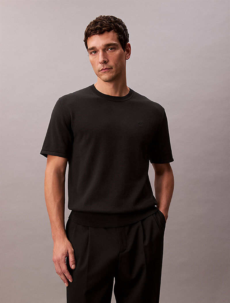Calvin Klein Siyah Renkli Erkek Supima Cotton Kazak