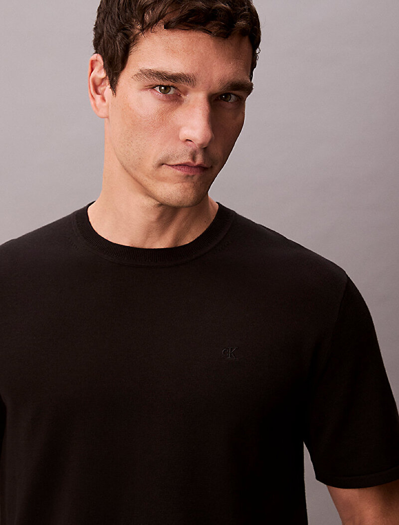 Calvin Klein Siyah Renkli Erkek Supima Cotton Kazak
