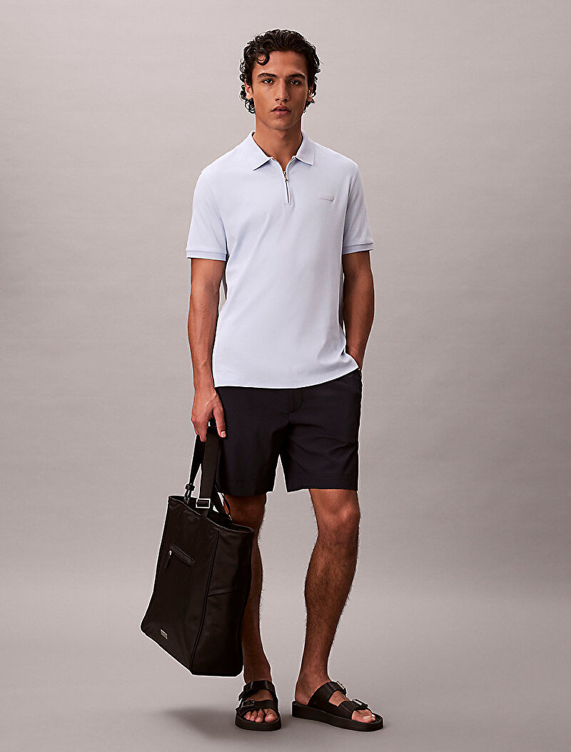 Erkek Slim Supima Zip Polo T-shirt