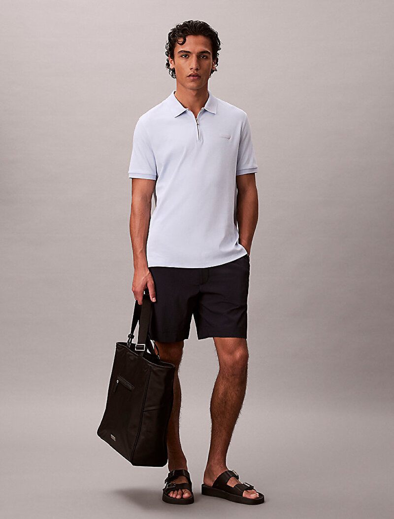 Calvin Klein Mavi Renkli Erkek Slim Supima Zip Polo T-shirt
