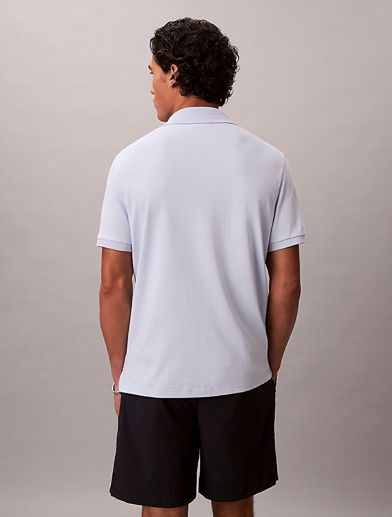 Calvin Klein Mavi Renkli Erkek Slim Supima Zip Polo T-shirt