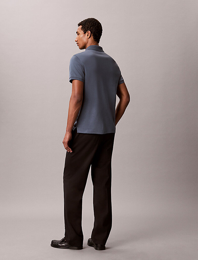 Calvin Klein Gri Renkli Erkek Slim Supima Zip Polo T-shirt