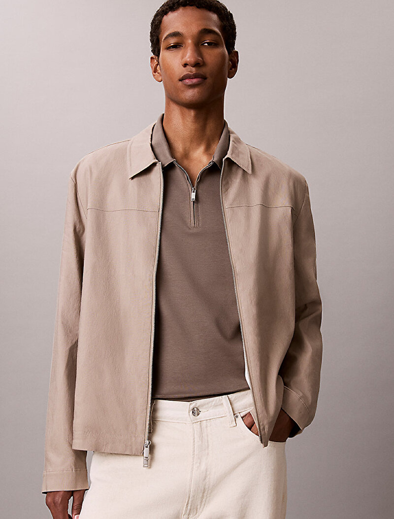 Calvin Klein Yeşil Renkli Erkek Slim Supima Zip Polo T-shirt