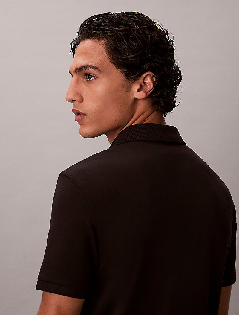 Calvin Klein Siyah Renkli Erkek Supima Zip Polo T-shirt