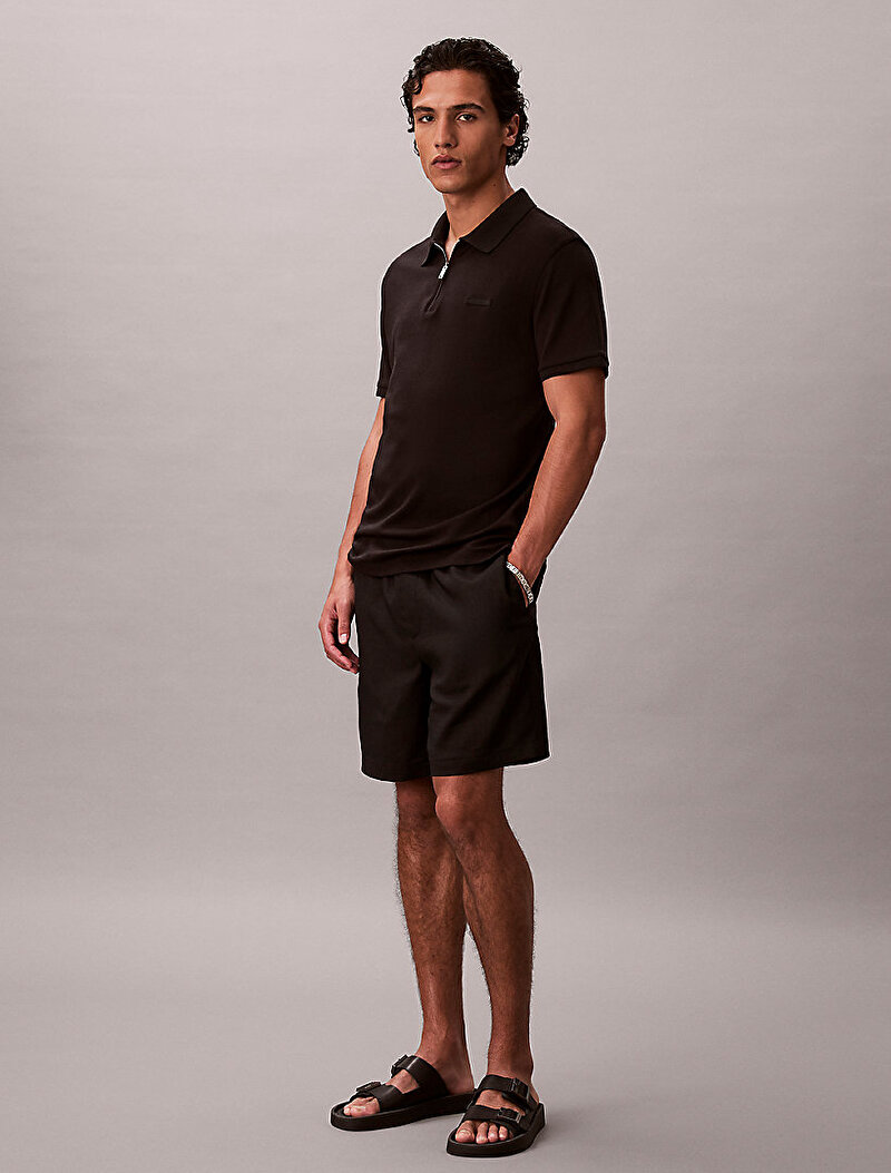 Calvin Klein Siyah Renkli Erkek Supima Zip Polo T-shirt