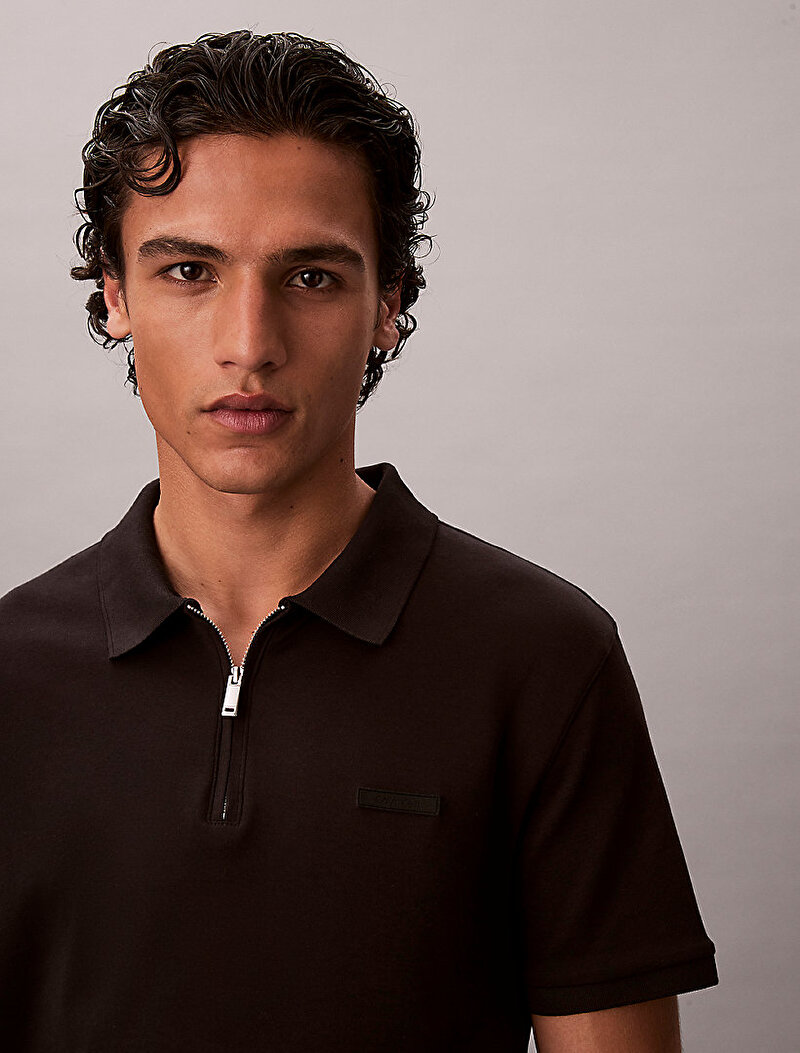 Calvin Klein Siyah Renkli Erkek Supima Zip Polo T-shirt