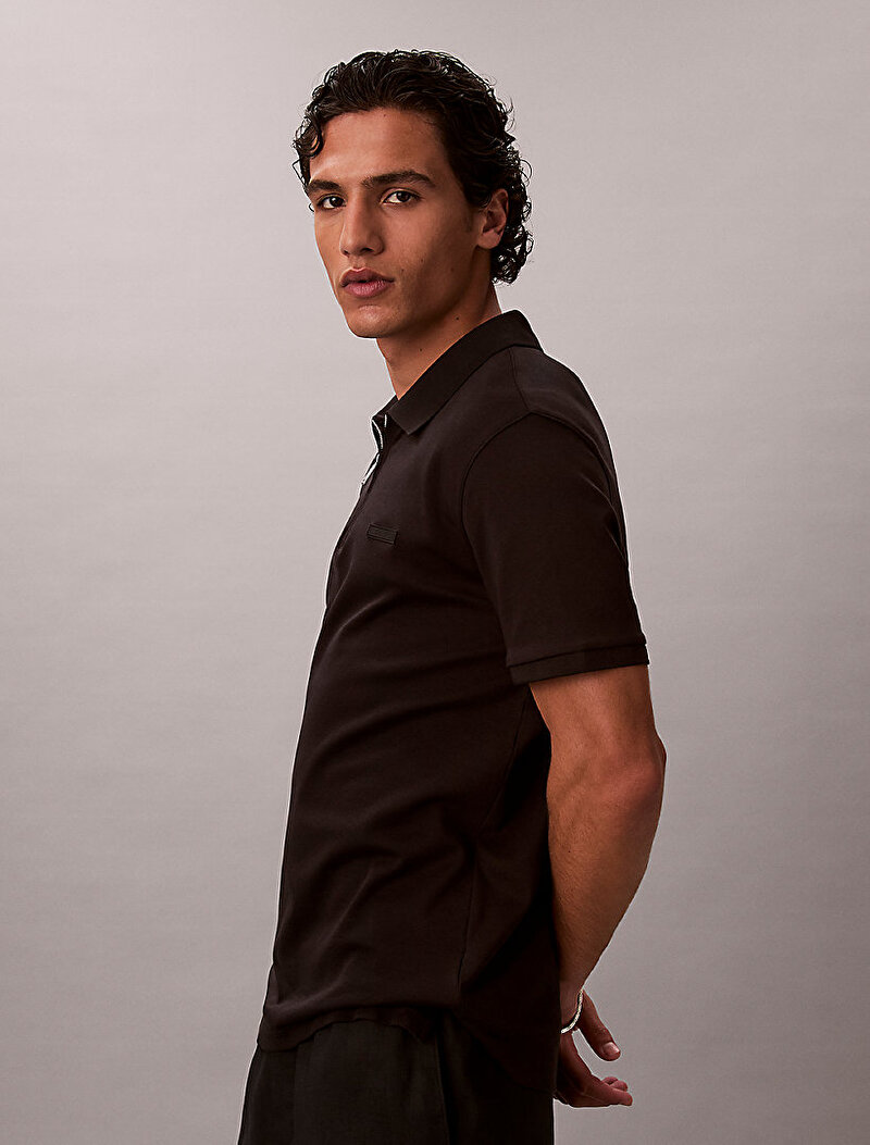 Calvin Klein Siyah Renkli Erkek Supima Zip Polo T-shirt